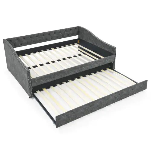 The Full-size Sofa Bed Features A Double-sized Upholstered Tufted Sofa Bed On Wheels Unavailable Platforms- Temu WEM Support (www.WEM.support)