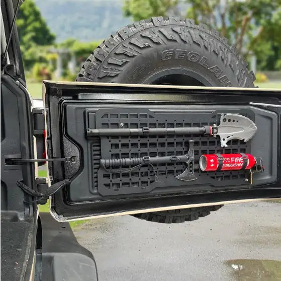 Tailgate Tactical Panel For Wrangler Tailgate Tool Kit Organizer Racks Compatible With Wrangler 2007-2022 JK JKU 2018-2022 JL JLU WEM Support (www.WEM.support)