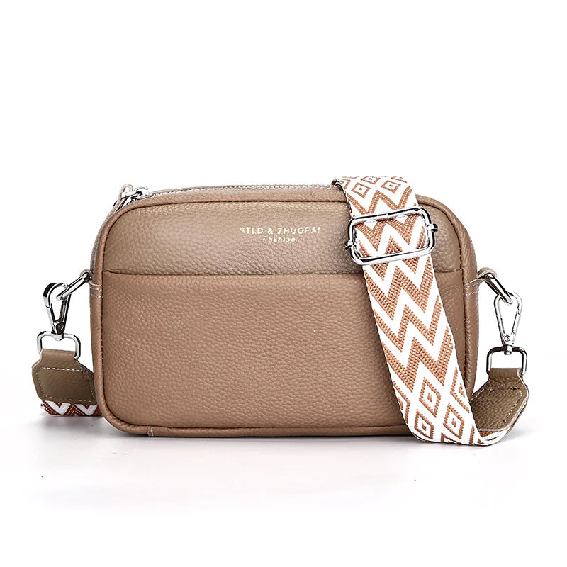 Women's Fashion Simple First Layer Leather One-shoulder Crossbody Bag WEM Support (www.WEM.support)