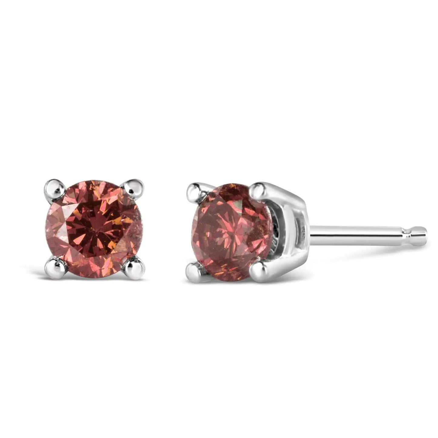 10K White Gold 1/2 Cttw Lab Created Round Brilliant Cut Pink Diamond Classic 4-Prong Solitaire Stud Earrings (Fancy Pink Color, VVS2-VS1 Clarity) WEM Support (www.WEM.support)