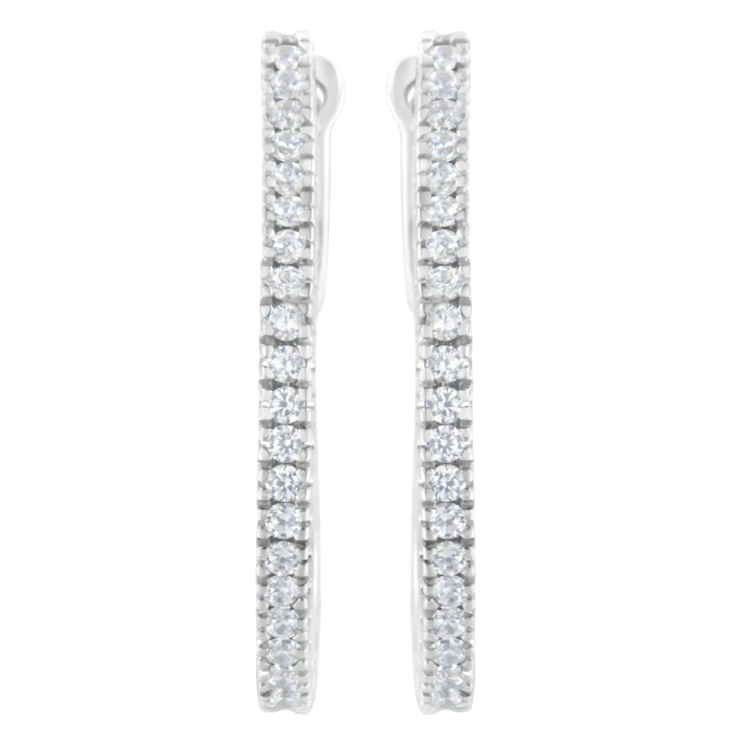 10KT White Gold 1/2 cttw Diamond Hoop Earrings (I-J, I2-I3) WEM Support (www.WEM.support)