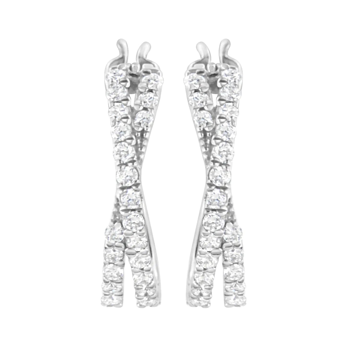 .925 Sterling Silver 3/4 cttw Lab Grown Diamond Cross Hoop Earring (F-G Color, VS2-SI1 Clarity) WEM Support (www.WEM.support)