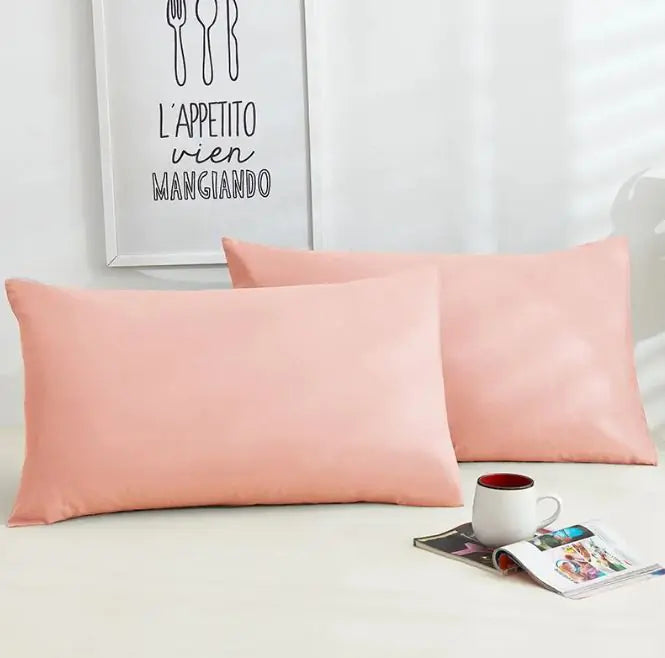 A Pair Of Pure Color Cotton Pillowcases WEM Support (www.WEM.support)