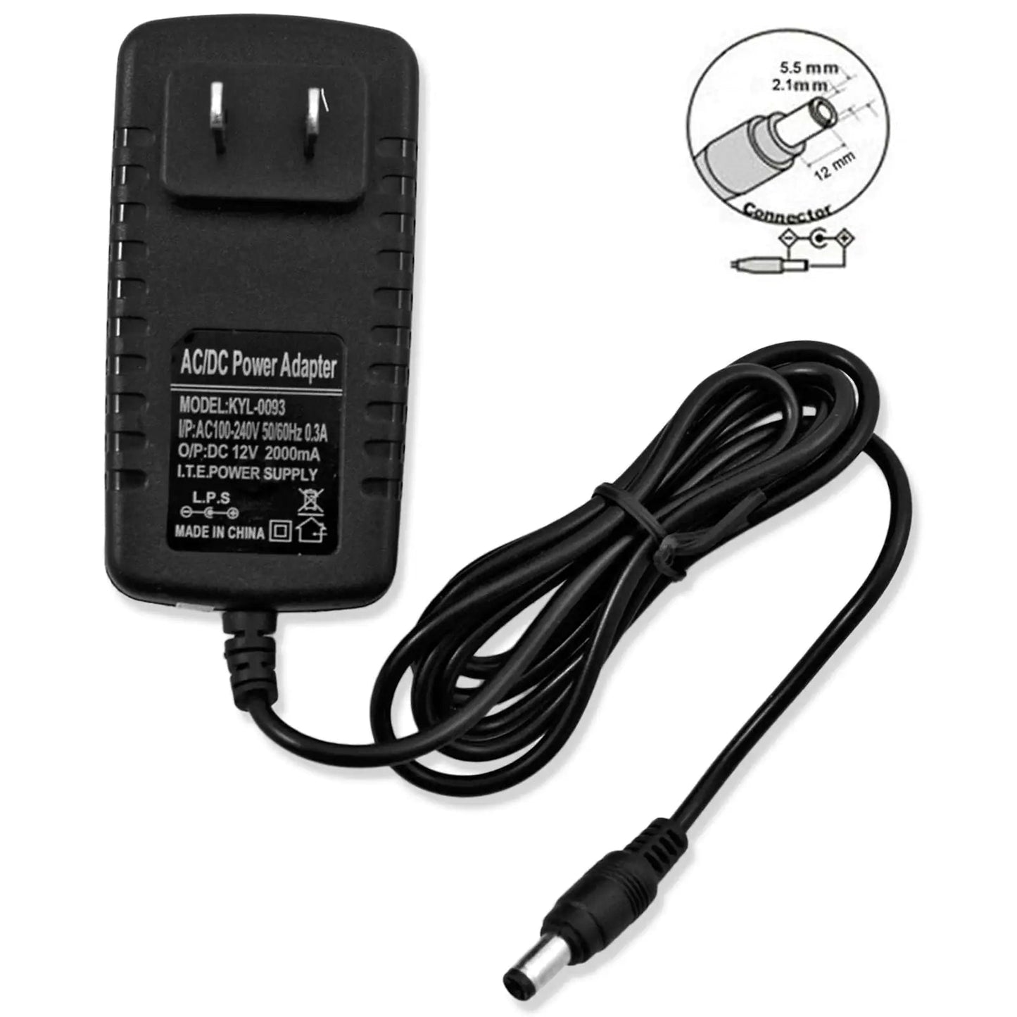 AC 100-240V to DC 12V 2A Power Supply Adapter Heavy-Duty LED Light Strip 24W SMD WEM Support (www.WEM.support)
