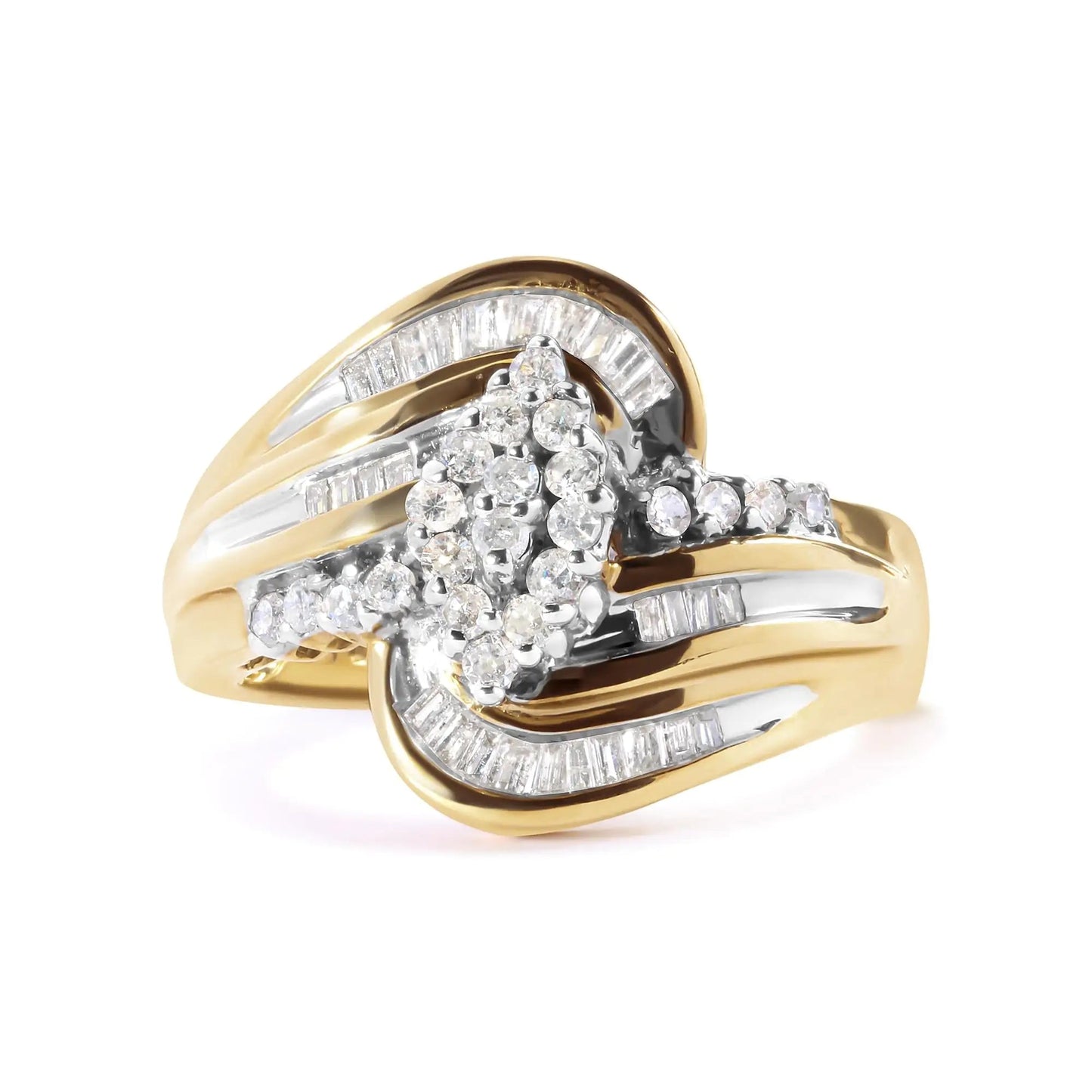 10K Yellow Gold 1/2 Cttw Diamond Pear Cluster and Swirl Ring (H-I Color, I1-I2 Clarity) WEM Support (www.WEM.support)