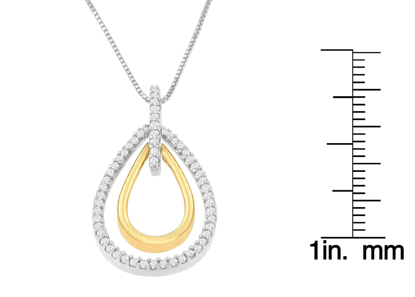 14K Two-Tone Gold Round Cut Diamond Double Burst Pendant Necklace (1/4 cttw, H-I Color, SI2-I1 Clarity) WEM Support (www.WEM.support)