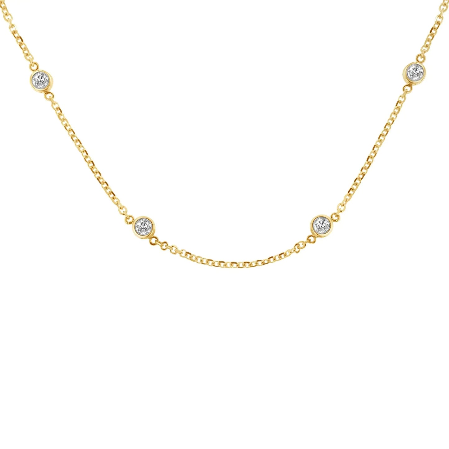 Sterling Silver Bezel-Set Diamond Station Necklace (1 cttw, J-K Color, I1-I2 Clarity) WEM Support (www.WEM.support)