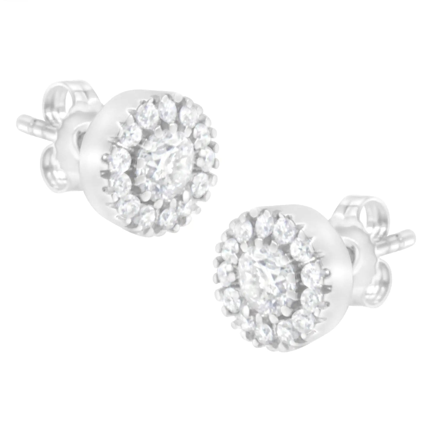 14k White Gold 1 cttw Diamond Halo Stud Earrings (I-J Clarity, I1-I2 Color) WEM Support (www.WEM.support)