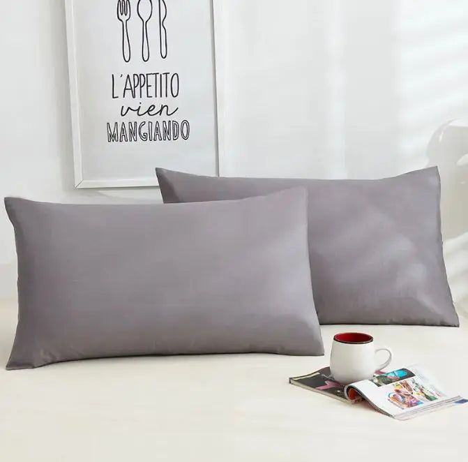 A Pair Of Pure Color Cotton Pillowcases WEM Support (www.WEM.support)