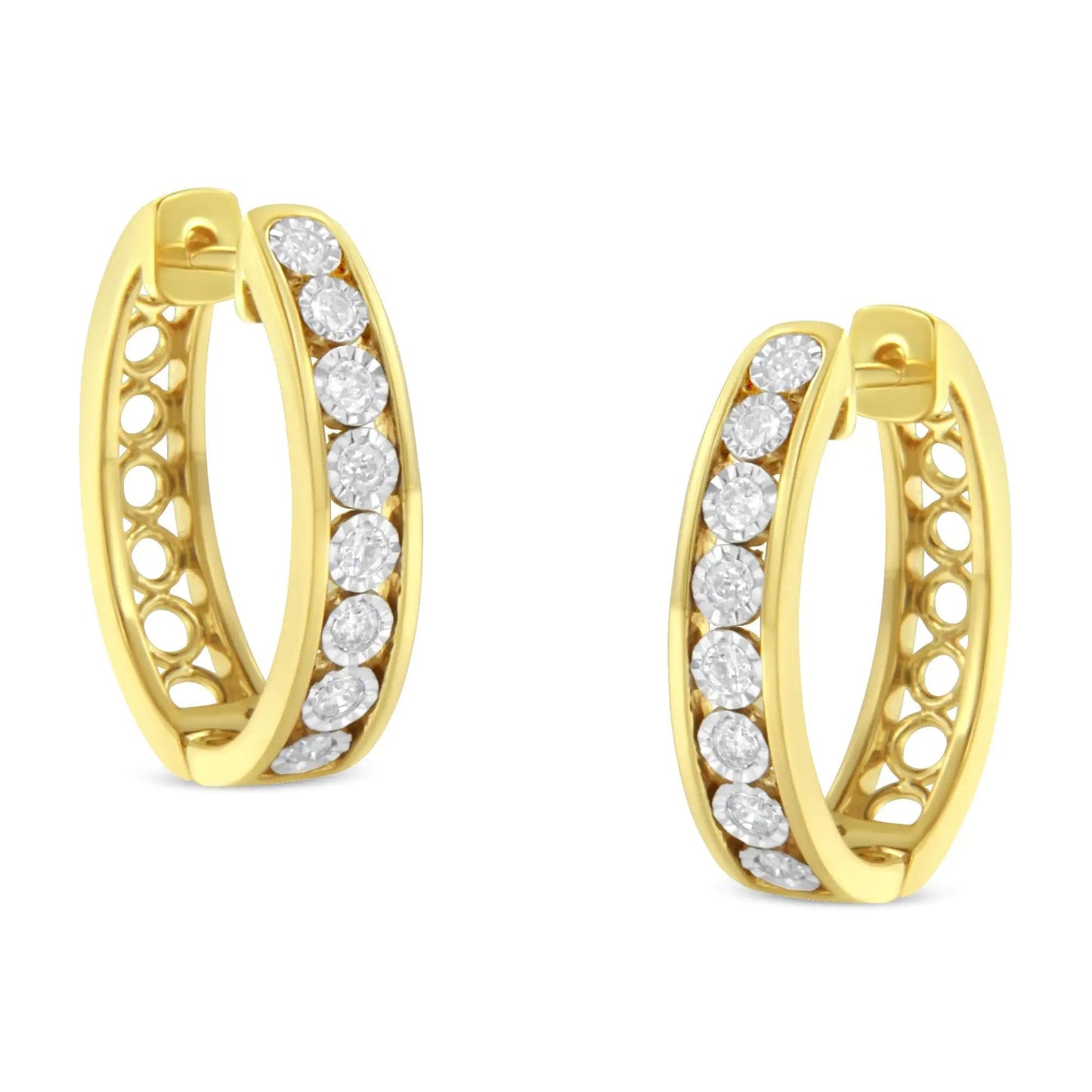 10KT Yellow and White Gold Diamond Hoop Earring (1/2 cttw, J-K Color, I2-I3 Clarity) WEM Support (www.WEM.support)