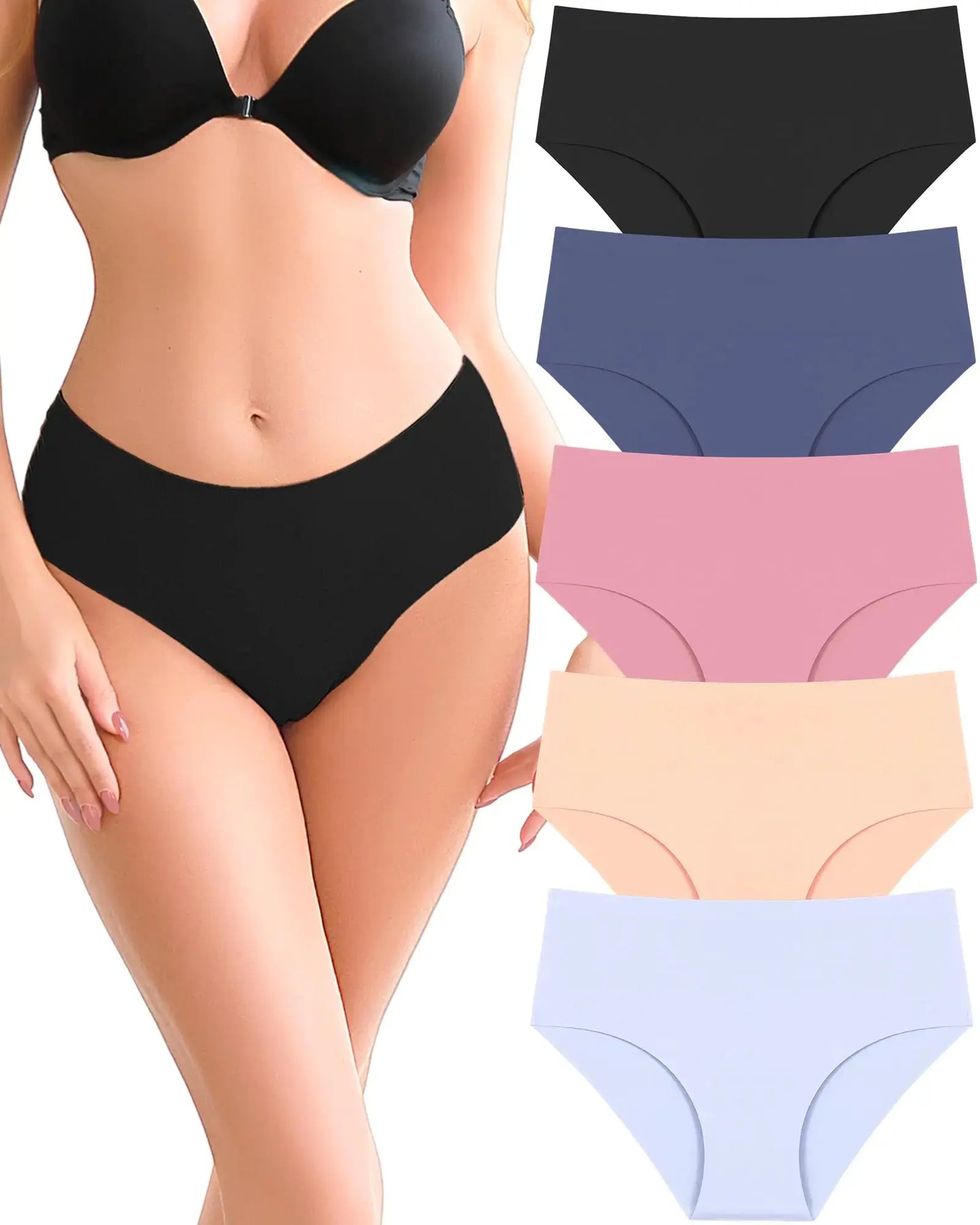 UNDER THE SEA Seamless Underwear for Women Mid Rise Brief Sexy No Show Bikini Panties Womens Cheeky 5 Pack XS-XL… Small Multicolor-b My Store
