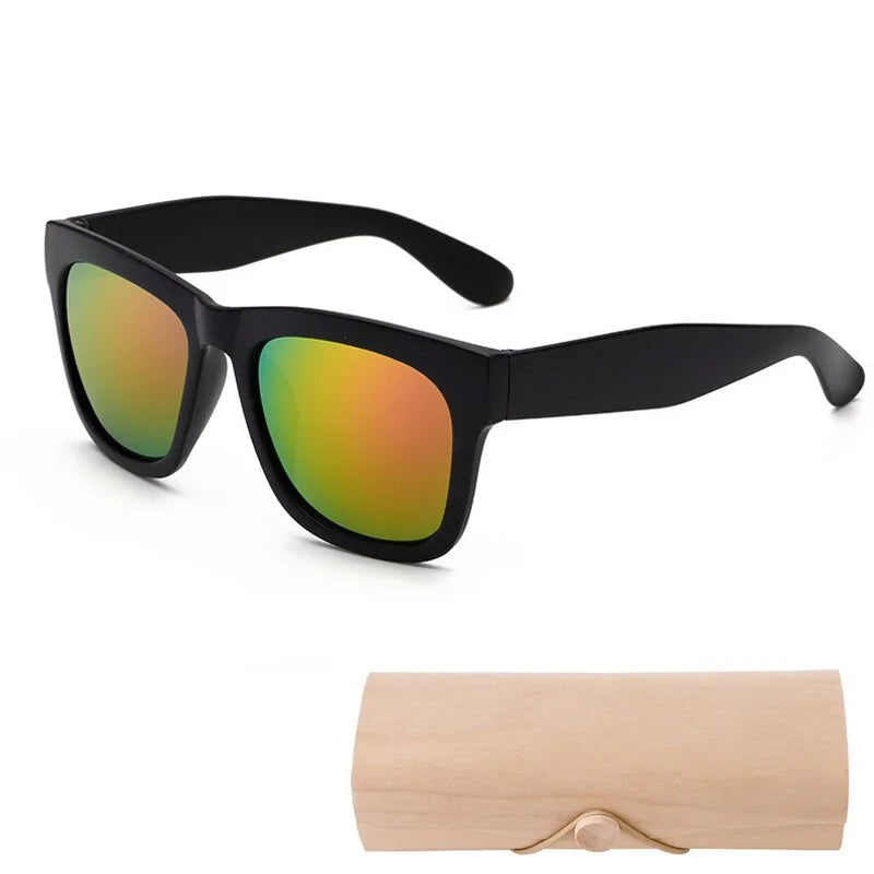 Square Bamboo Retro Sunglasses WEM Support (www.WEM.support)
