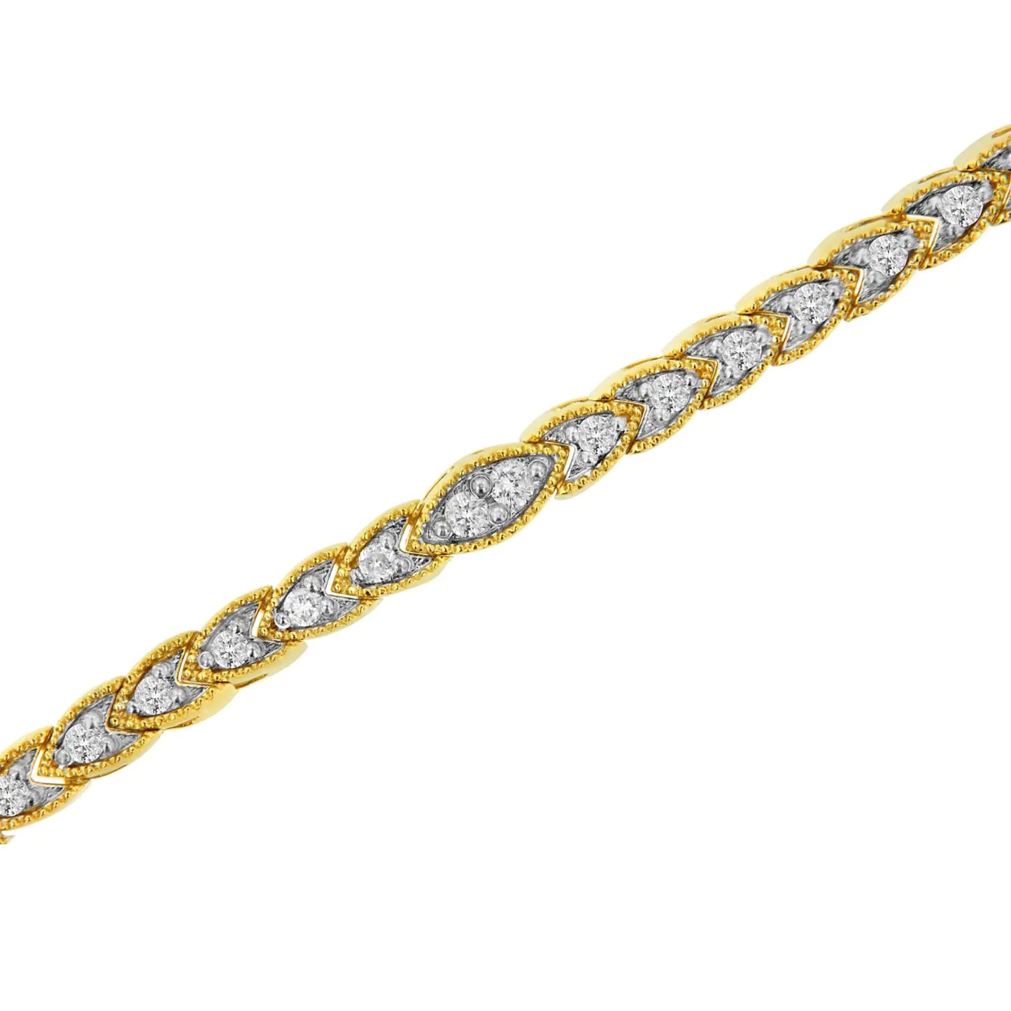 10K Gelbvergoldetes .925 Sterlingsilber 1 Karat Diamanten-Armband in Birnenform mit Krappenfassung (I-J Farbe, I1-I2 Reinheit) - 18,42 cm WEM Support (www.WEM.support)