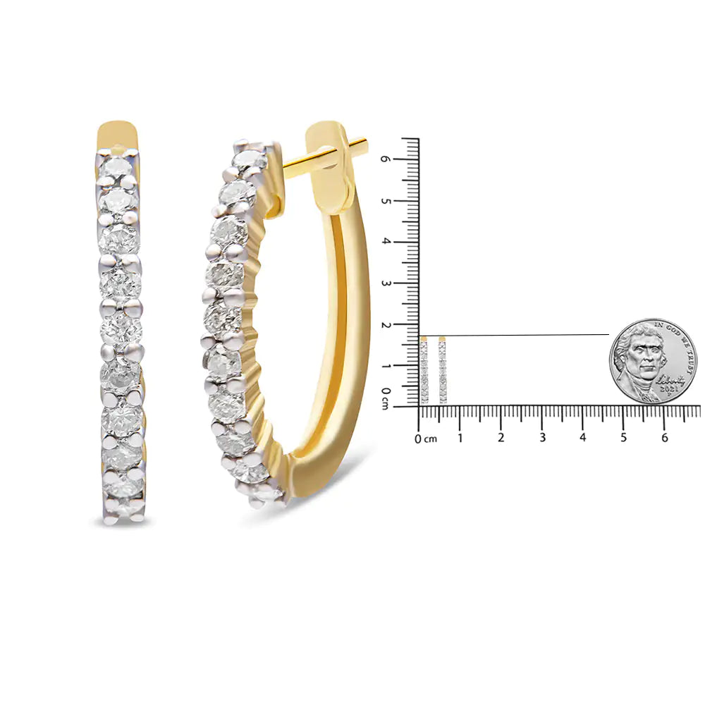 10K Gelbgold 1/2 Karat Krappenfassung Rundgeschliffene Diamant-Creolen (I-J Farbe, I1-I2 Reinheit) WEM Support (www.WEM.support)
