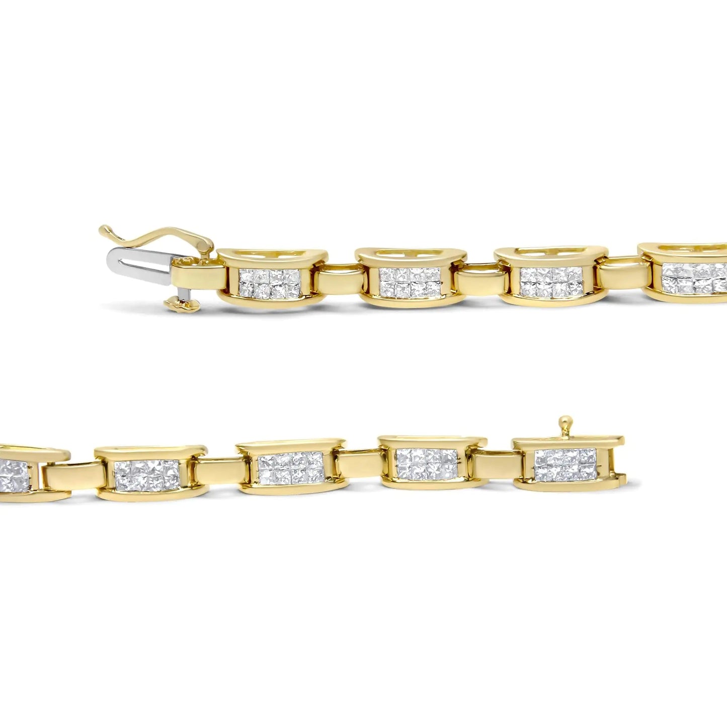 14K Yellow Gold Princess-Cut Diamond Links of Love Bracelet (2.00 cttw, H-I Color, SI2-I1 Clarity) WEM Support (www.WEM.support)