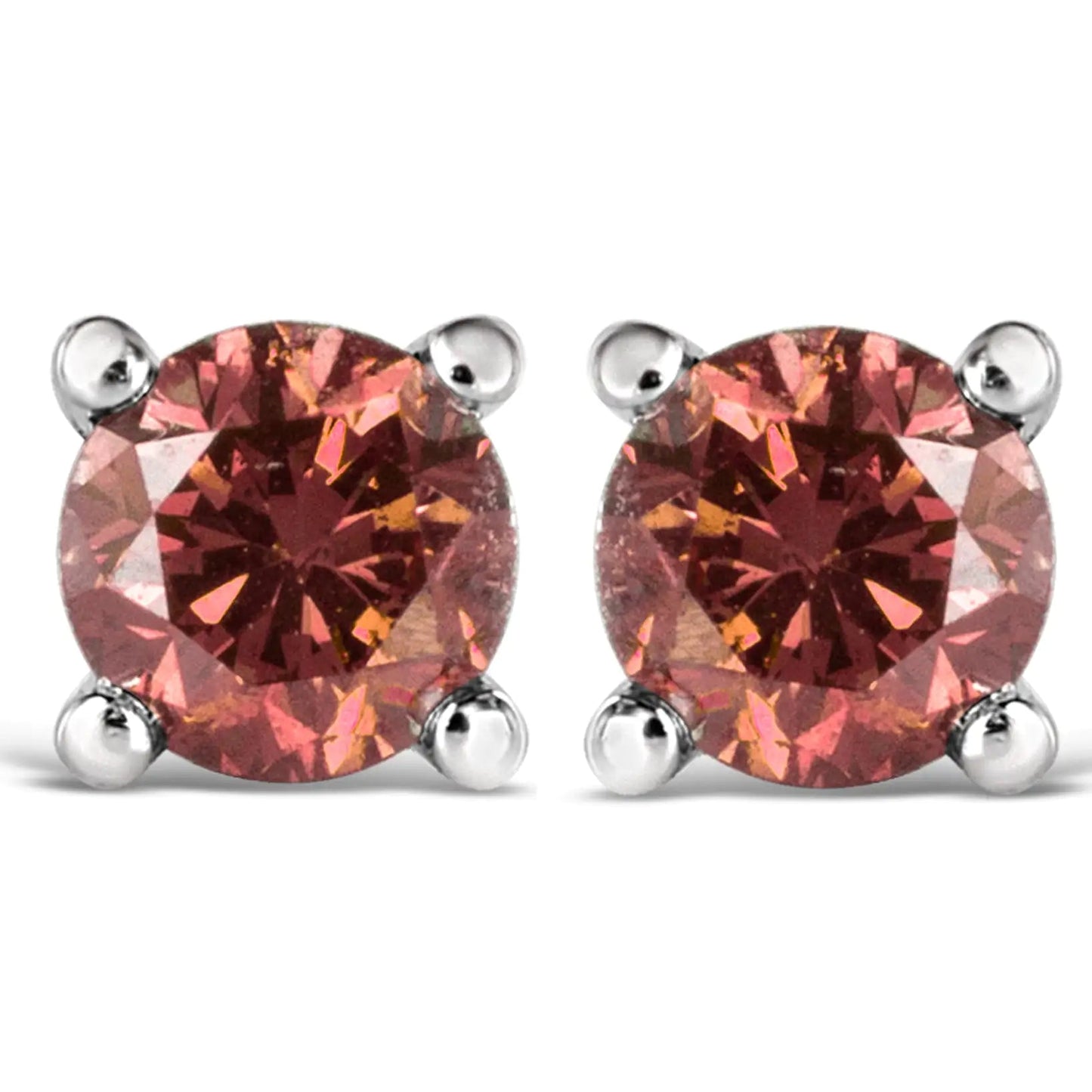10K White Gold 1/2 Cttw Lab Created Round Brilliant Cut Pink Diamond Classic 4-Prong Solitaire Stud Earrings (Fancy Pink Color, VVS2-VS1 Clarity) WEM Support (www.WEM.support)