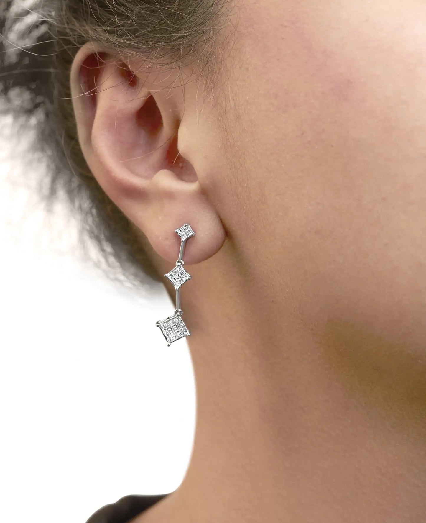 14K White Gold 1 cttw Princess Cut Diamond Earrings (G-H, VS1-VS2) WEM Support (www.WEM.support)