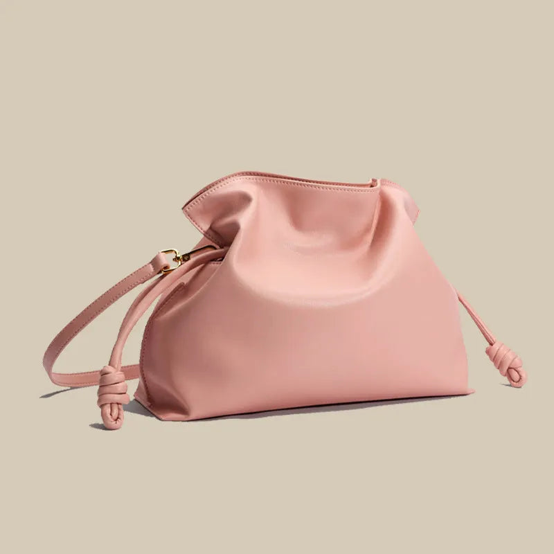 Women Fashion Pleated Cowhide Bag WEM Support (www.WEM.support)
