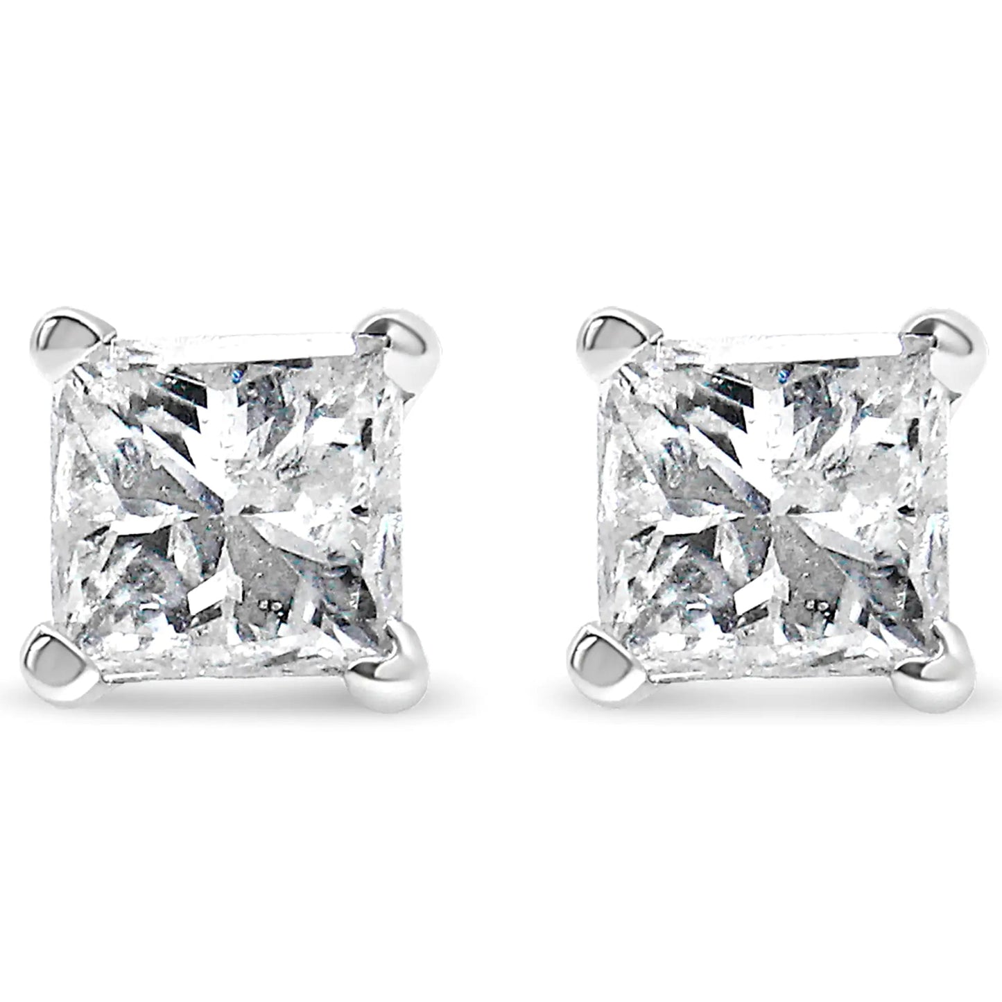 14k White Gold 1/5 Cttw Princess-cut Diamond Petite Stud Earrings (I-J, I2-I3) WEM Support (www.WEM.support)