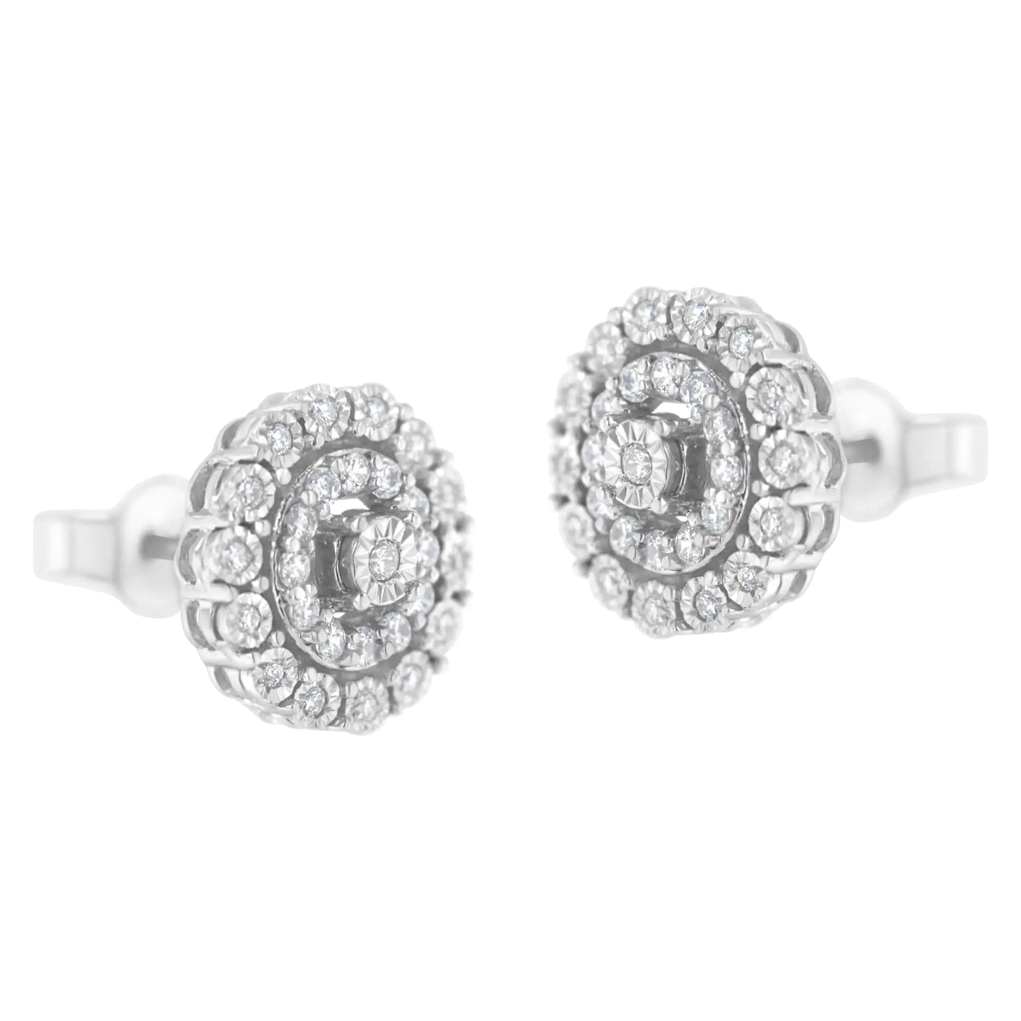 10KT White Gold 1/2 cttw Double Halo Brilliant Round-Cut Diamond Stud Earrings (I-J Clarity, I2-I3 Color) WEM Support (www.WEM.support)