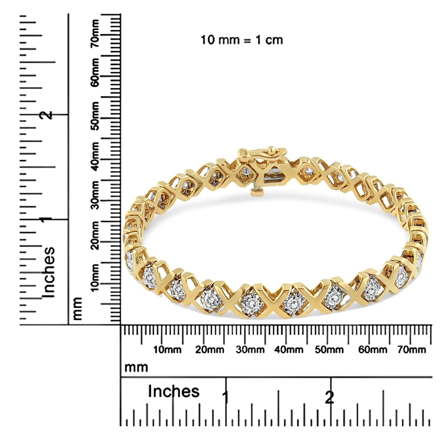 10K Yellow Gold 2.00 Cttw Round-Cut Diamond "X" Link Tennis Bracelet (I-J Color, I3 Clarity) - 7" WEM Support (www.WEM.support)