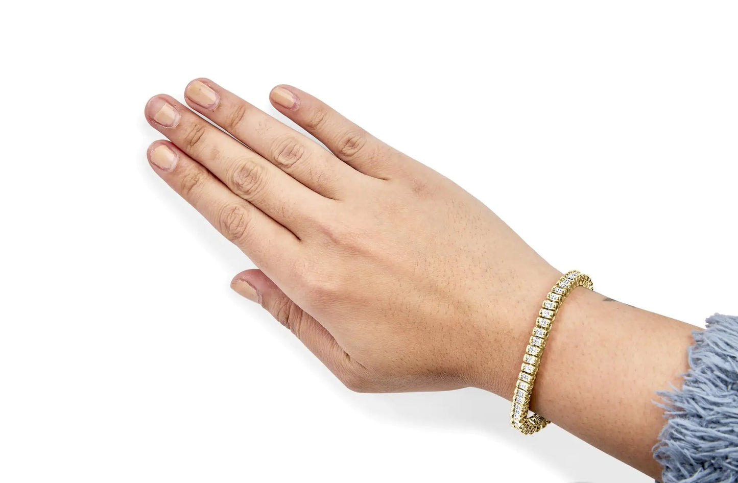 14K Yellow Gold 2.00 Cttw Princess-Cut Diamond Classic Link 7" Bracelet (I-J Color, I1-I2 Clarity) WEM Support (www.WEM.support)