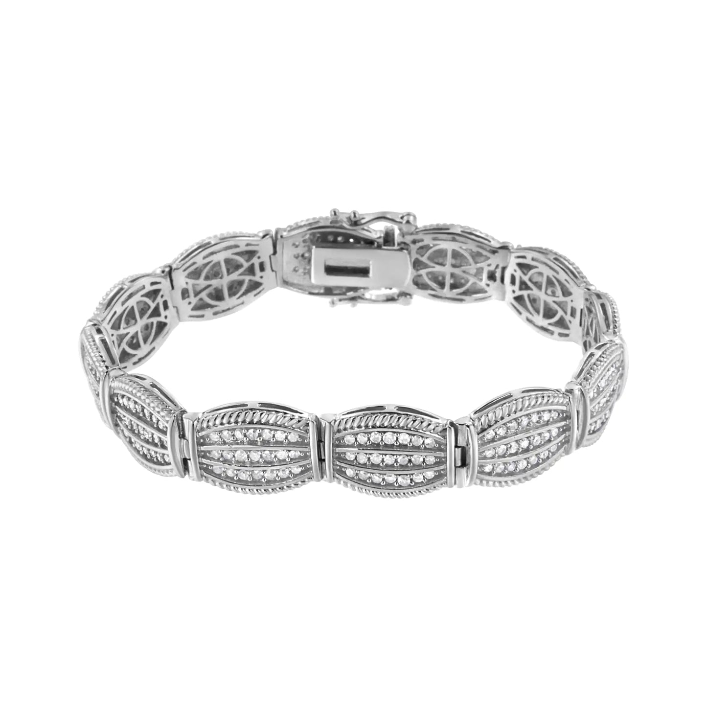 .925 Sterling Silver 3.0 Cttw Prong Set Diamond Art Deco Style Tennis Bracelet (I-J Color, I2-I3 Clarity) - 7.25" WEM Support (www.WEM.support)