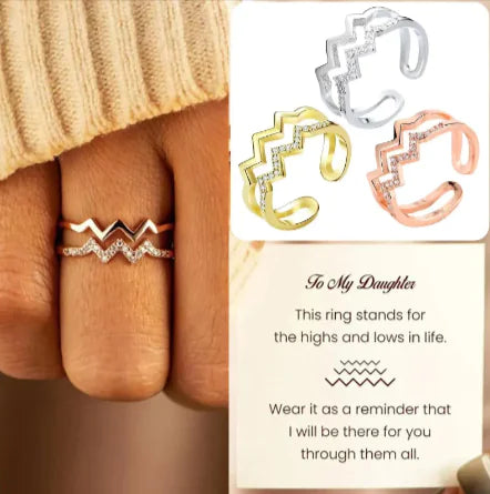 Adjustable Copper Heart Diamond Ring