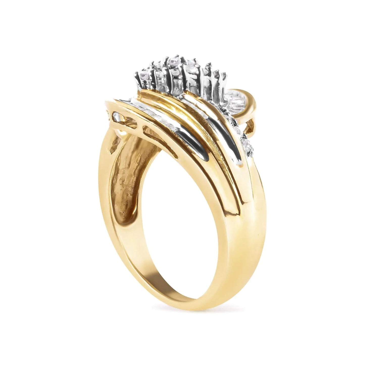 10K Yellow Gold 1/2 Cttw Diamond Pear Cluster and Swirl Ring (H-I Color, I1-I2 Clarity) WEM Support (www.WEM.support)