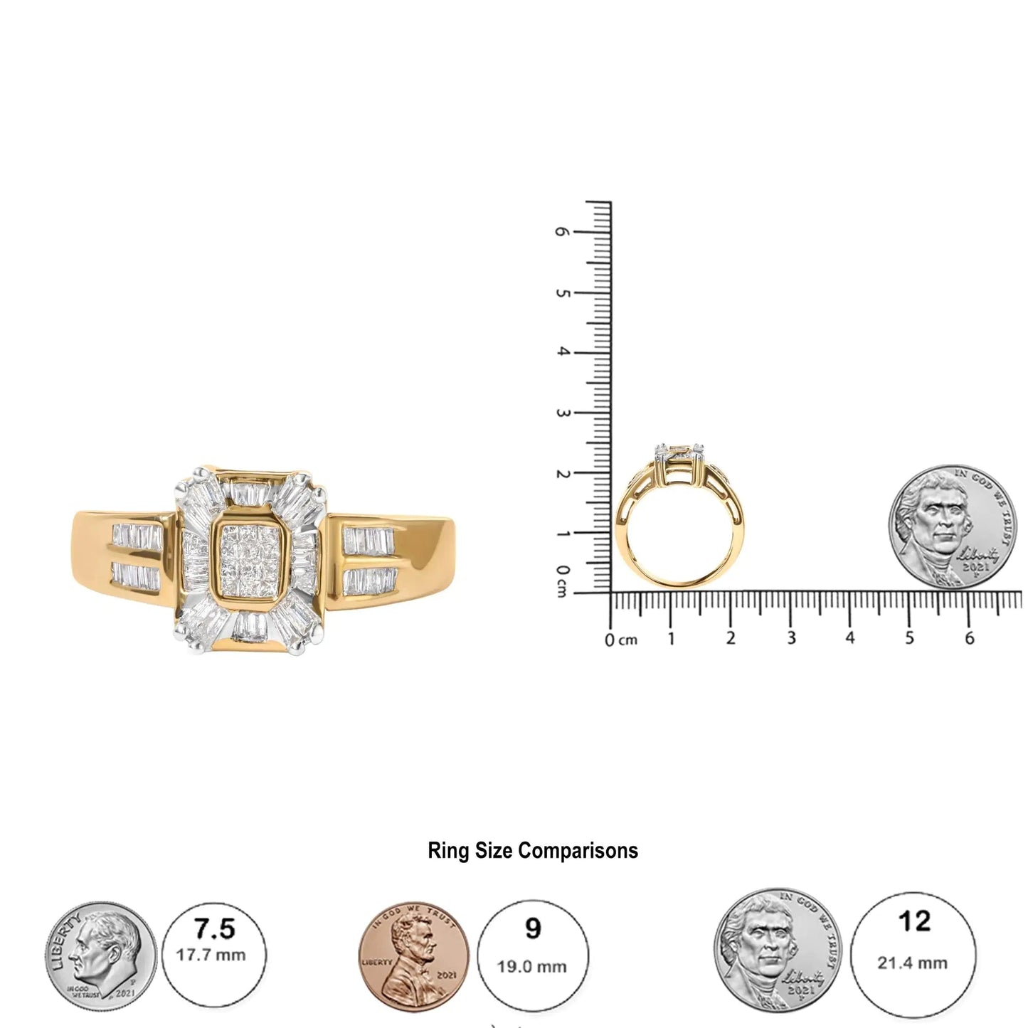 10K Yellow Gold 1/2 Cttw Diamond Composite and Halo Ring (H-I Color, SI1-SI2 Clarity) WEM Support (www.WEM.support)