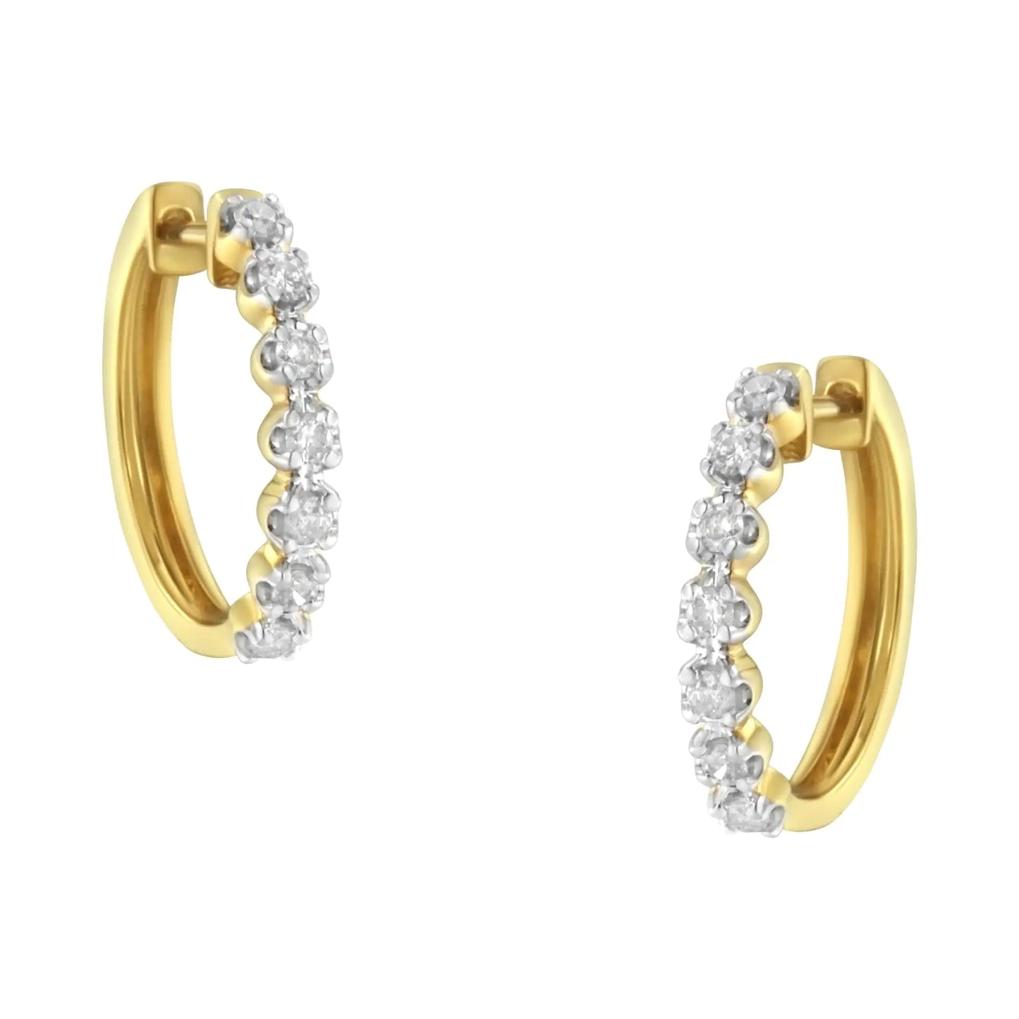 10KT Yellow Gold Diamond Huggy Hoop Earrings (1/2 cttw, J-K Color, I2-I3 Clarity) WEM Support (www.WEM.support)