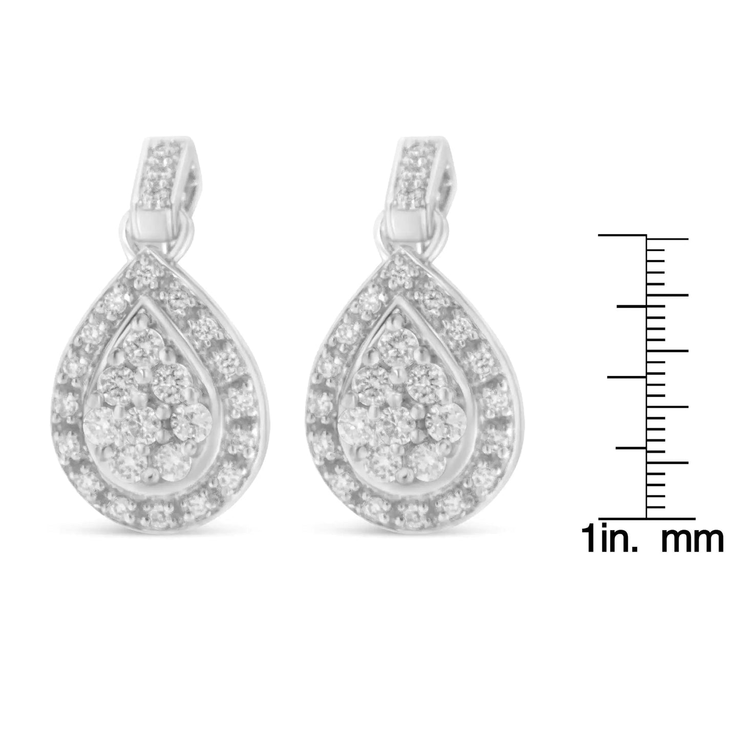 10k White Gold Round Cut Diamond Earrings (0.75 cttw, H-I Color, I1-I2 Clarity) WEM Support (www.WEM.support)
