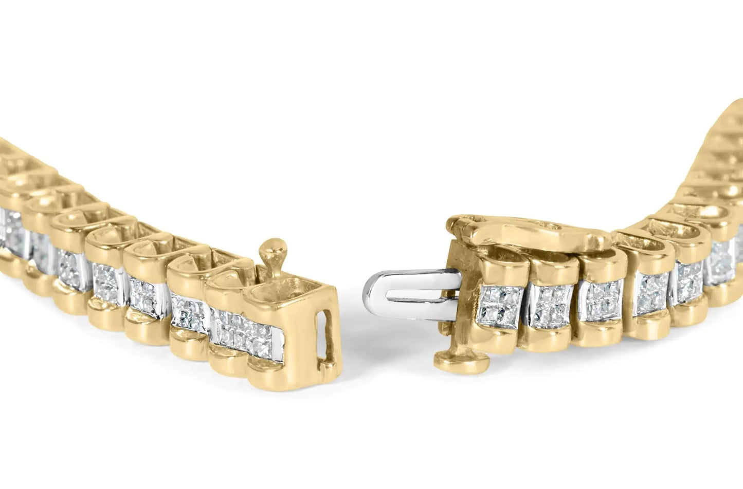 14K Yellow Gold 2.00 Cttw Princess-Cut Diamond Classic Link 7" Bracelet (I-J Color, I1-I2 Clarity) WEM Support (www.WEM.support)