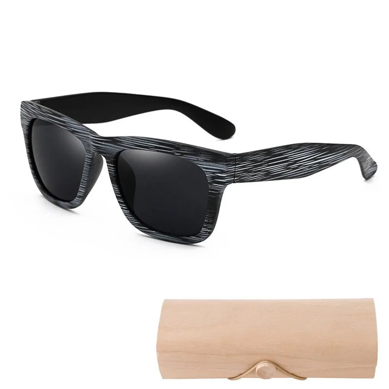 Square Bamboo Retro Sunglasses WEM Support (www.WEM.support)