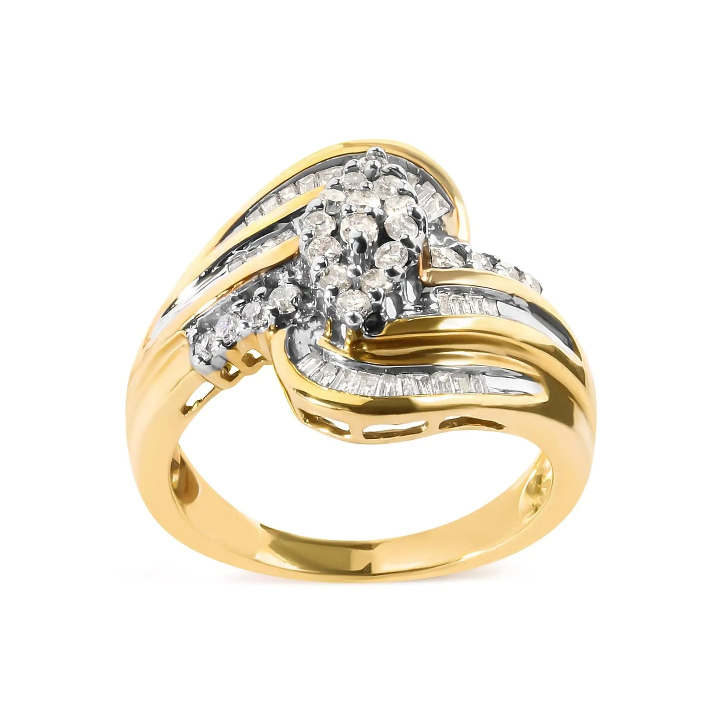 10K Yellow Gold 1/2 Cttw Diamond Pear Cluster and Swirl Ring (H-I Color, I1-I2 Clarity) WEM Support (www.WEM.support)