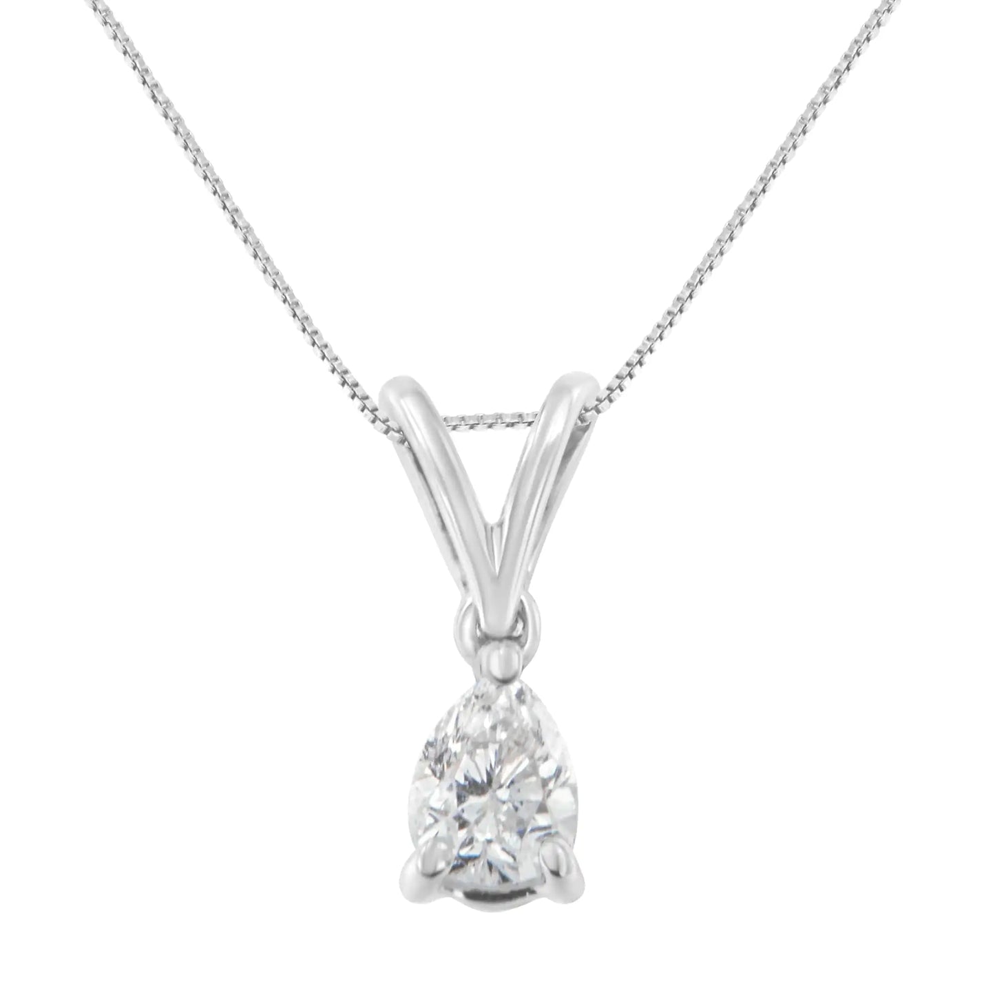 10K White Gold 1/5 cttw Diamond Pear Pendant Necklace (H-I, SI1-SI2) WEM Support (www.WEM.support)