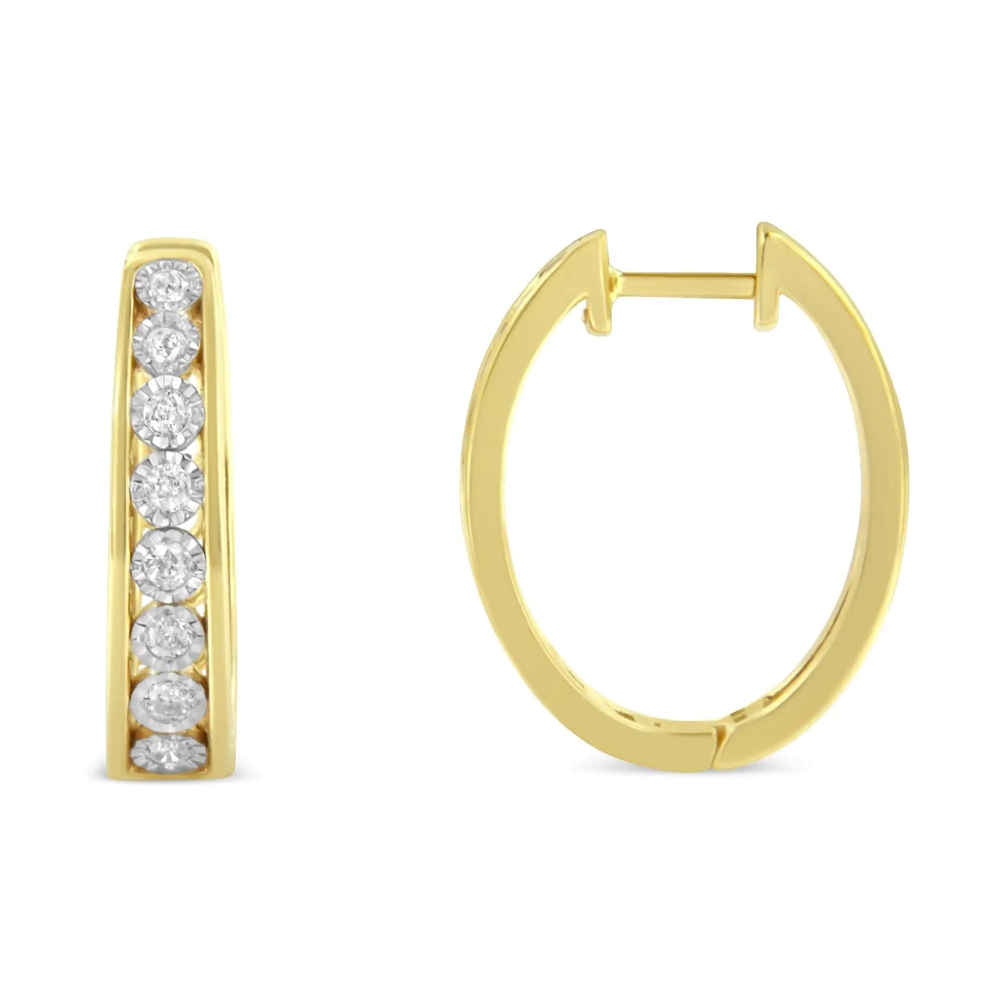 10KT Yellow and White Gold Diamond Hoop Earring (1/2 cttw, J-K Color, I2-I3 Clarity) WEM Support (www.WEM.support)