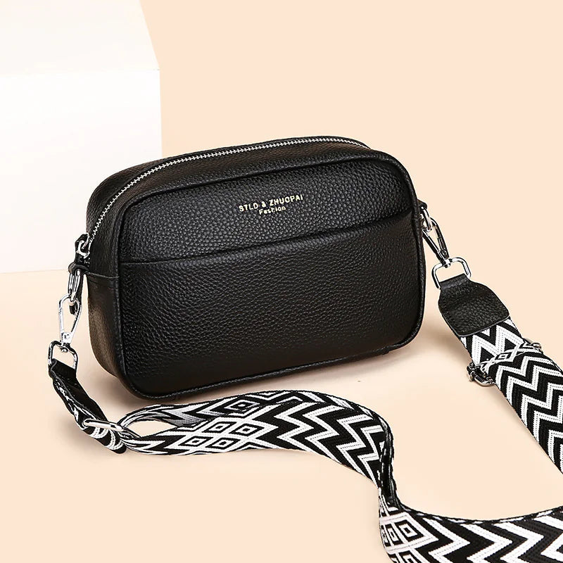 Women's Fashion Simple First Layer Leather One-shoulder Crossbody Bag WEM Support (www.WEM.support)