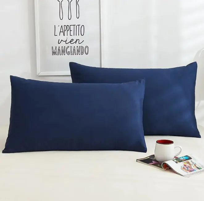 A Pair Of Pure Color Cotton Pillowcases WEM Support (www.WEM.support)