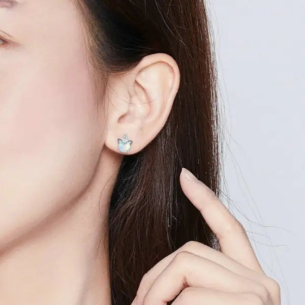 925 Sterling Silver Unicorn Opal Stud Earrings WEM Support (www.WEM.support)