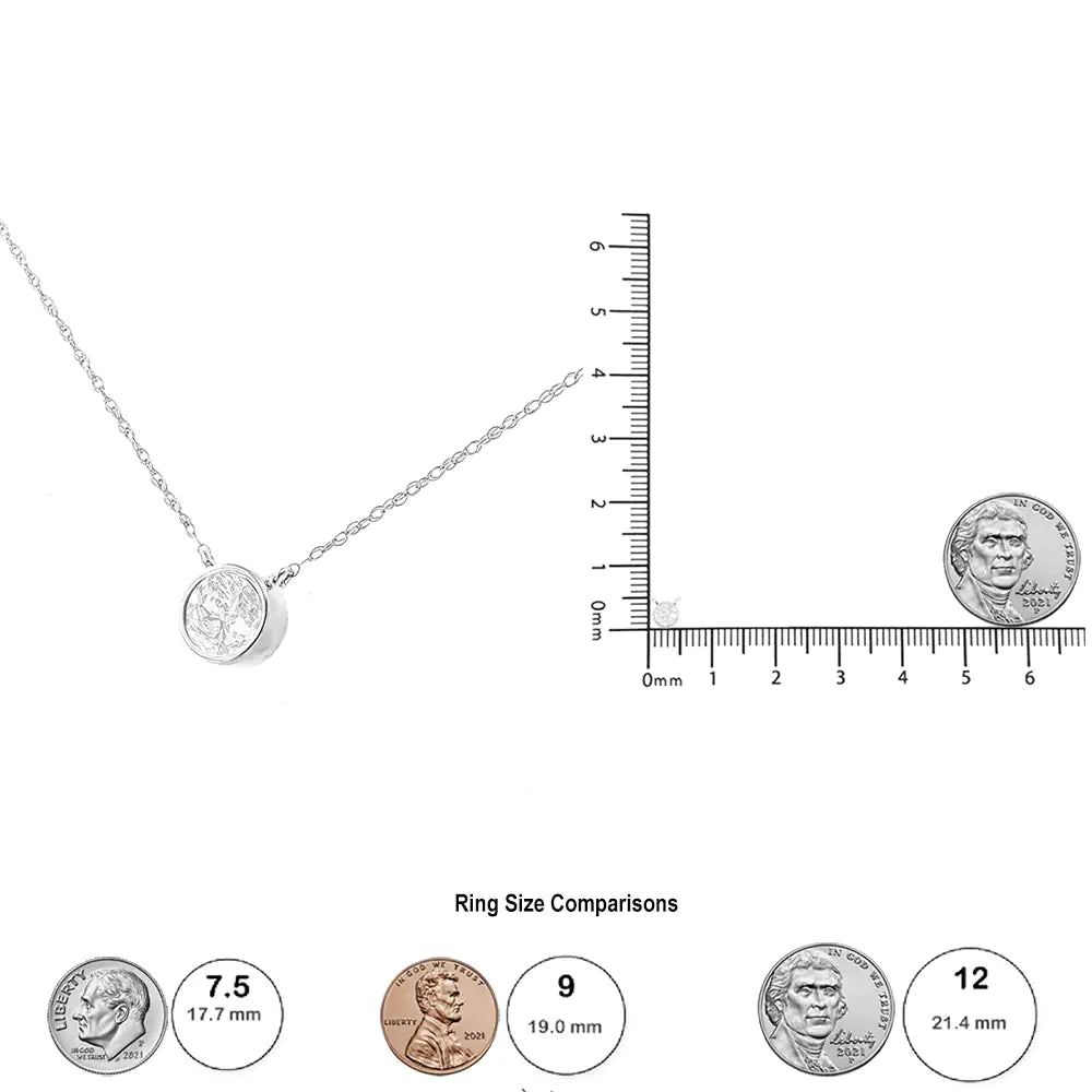 10K White Gold 1/5 Carat Round Brilliant-Cut Diamond Modern Bezel-Set Solitaire 16"-18" Pendant Necklace (H-I Color, SI2-I1 Clarity) WEM Support (www.WEM.support)