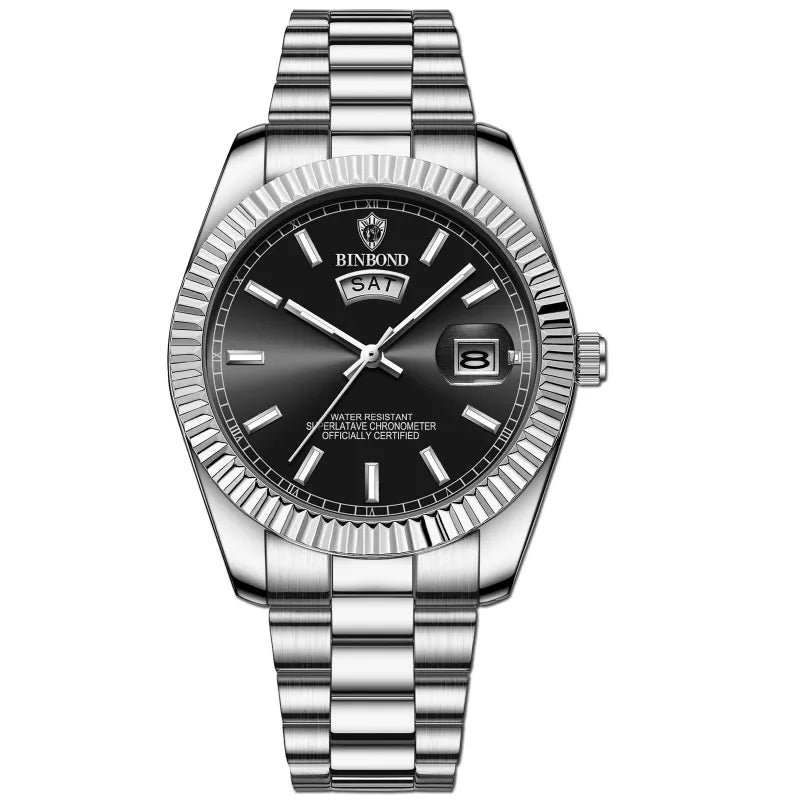 Steel Belt Waterproof Double Calendar Luminous Watch WEM Support (www.WEM.support)