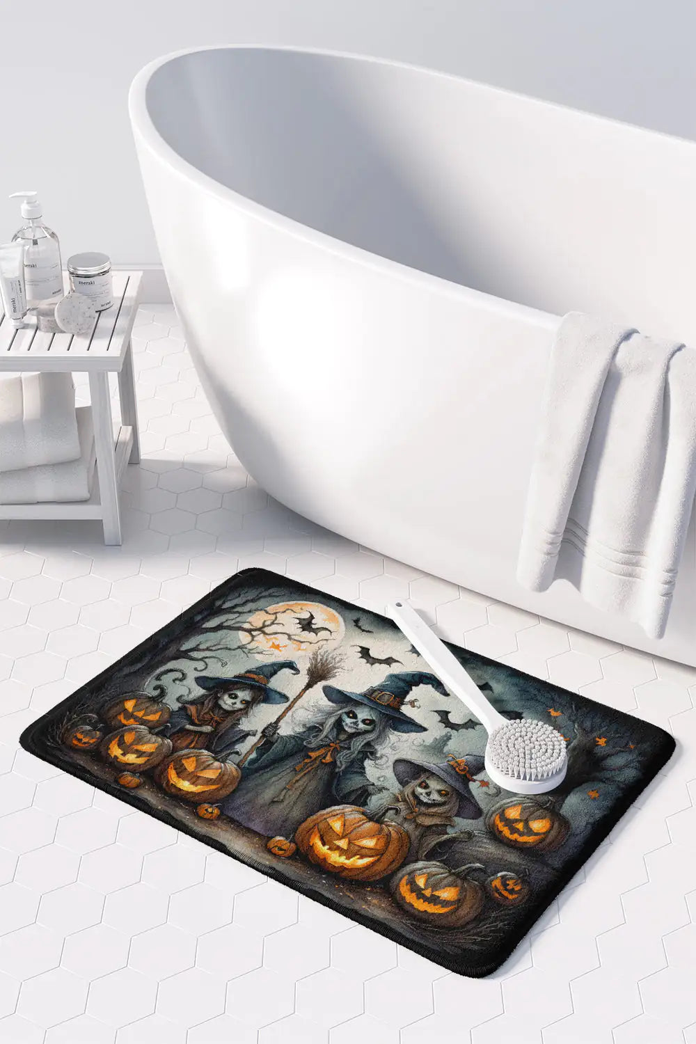 Witches Spooky Halloween Memory Foam Kitchen Mat WEM Support (www.WEM.support)