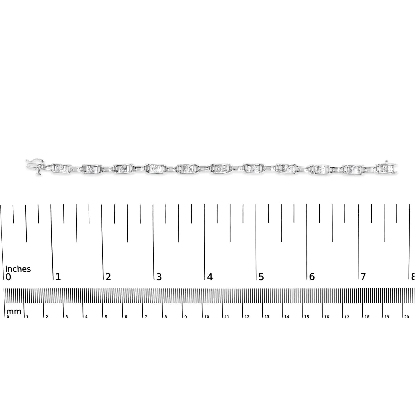 14K White Gold 1.0 Cttw Invisible Set Princess Diamond Alternating Link Tennis Bracelet (I-J Color, I1-I2 Clarity) - 7.25" WEM Support (www.WEM.support)