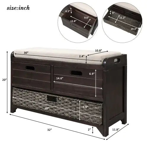 Storage Stool With Detachable Basket And 2 Drawers WEM Support (www.WEM.support)