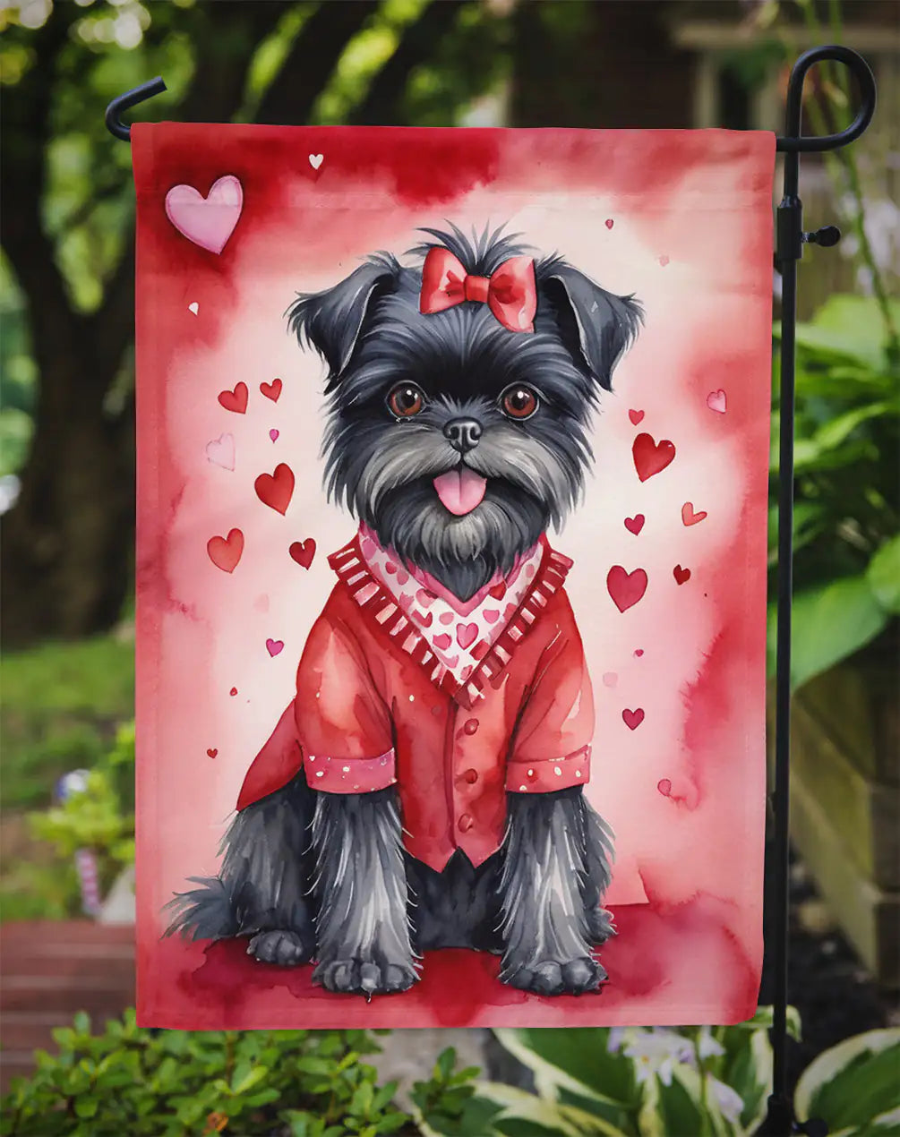 Affenpinscher My Valentine Garden Flag WEM Support (www.WEM.support)