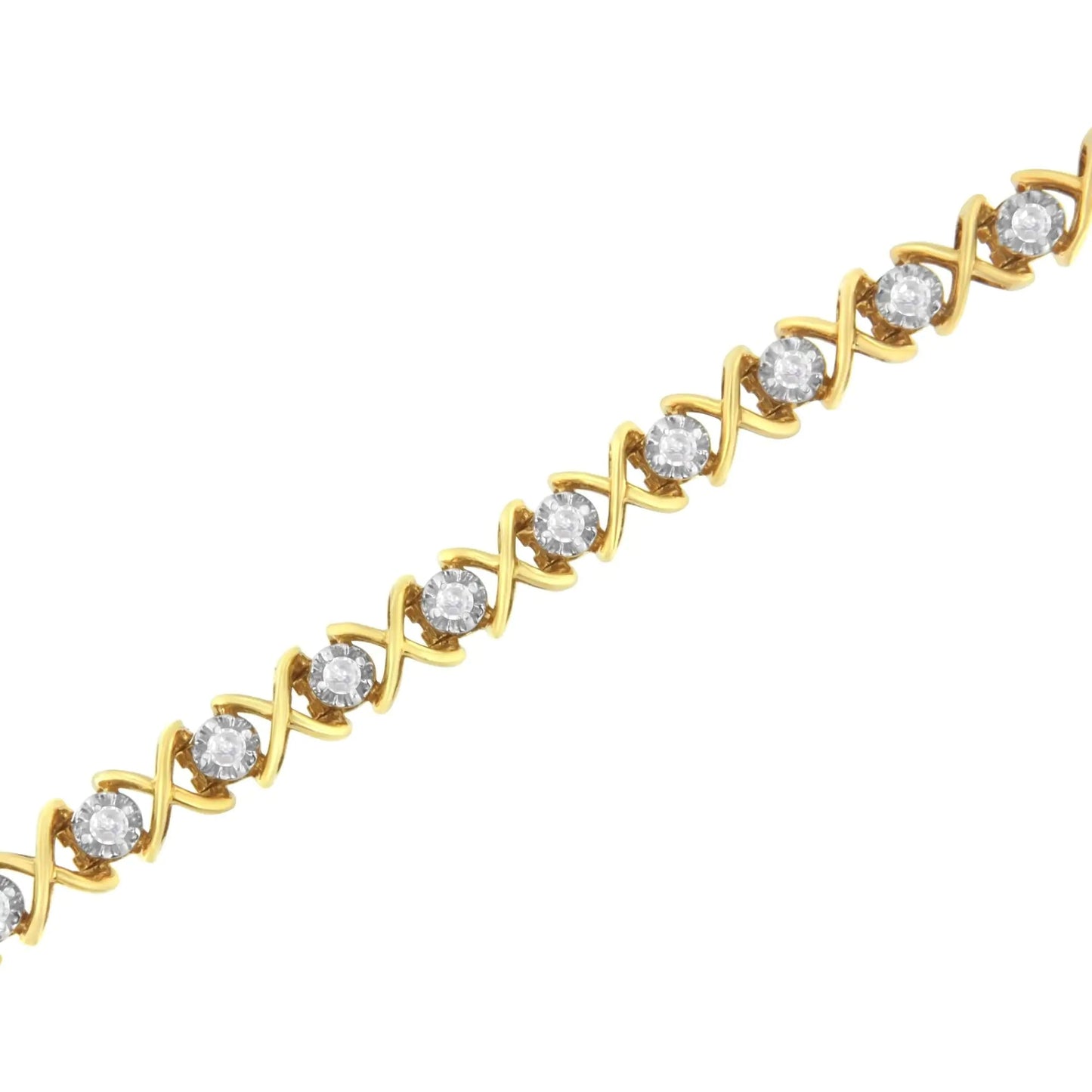 10K Yellow Gold Plated Sterling Silver 1 cttw Diamond Link Bracelet (J-K Clarity, I1-I2 Color) - Size 7" WEM Support (www.WEM.support)