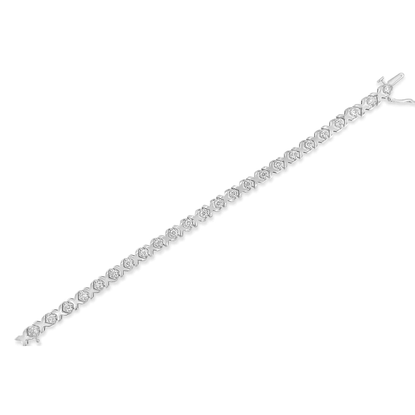 10k White Gold 2.00 Cttw Round-Cut Diamond "XOXO" Link 7" Bracelet (I-J Color, I2-I3 Clarity) WEM Support (www.WEM.support)