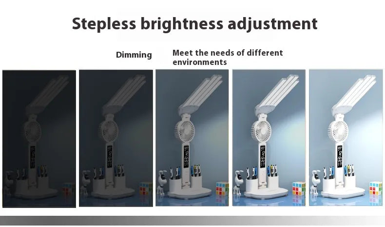 3-in-1 LED Desk Lamp with Fan & Clock HejK.com
