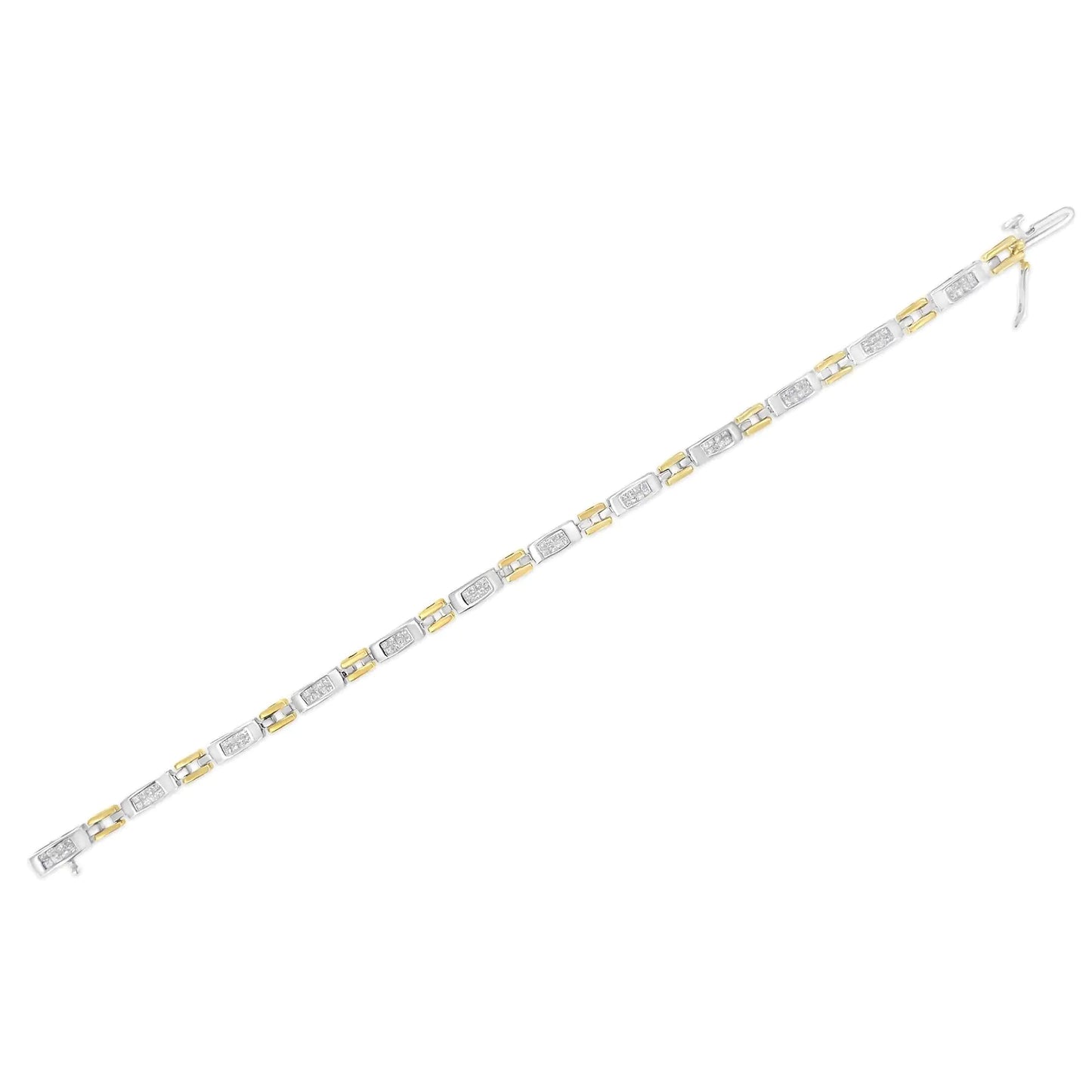 10K Two-Tone Gold Princess Cut Diamond Geo Link Bracelet (1.00 cttw, H-I Color, SI1-SI2 Clarity) WEM Support (www.WEM.support)